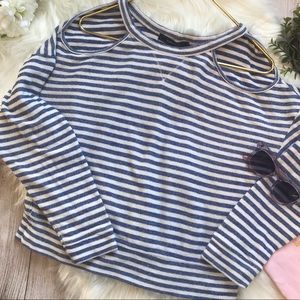 Striped Blue and White Women's Top